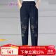 婉荷秋冬裝中老年女褲媽媽牛仔褲加絨褲冬季加厚棉褲高腰大碼中年人褲