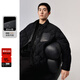 太平鳥(niǎo)男裝 輕薄羽絨服男24冬季PU皮拼接襯衫式保暖防寒外套 黑色第二批 L