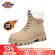 Dickies女士雪地靴女靴加絨馬丁靴加厚保暖棉靴高幫休閑靴子 杏色 38 