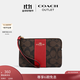 蔻馳（COACH）奧萊女士女包經(jīng)典標志帆布角拉鏈腕包紅色 棕色 1941紅色