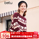 百圖betu女裝秋冬新款毛衣彩色條紋印花圖案套頭毛衫女2310T37 紅色 L