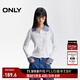 ONLY2025秋季新款襯衫拼接領(lǐng)口設計翻領(lǐng)長(cháng)袖正肩T恤女|125302020 A43奶油白色 S