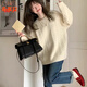 乖米豆軟糯慵懶風(fēng)米白色麻花毛衣女秋冬2025新款感寬松休閑針織上衣 針織衫 加厚 L 55/60kg