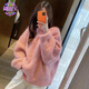 甜米寶粉色加厚毛衣女2025秋冬新寬松慵懶風(fēng)溫柔軟糯甜美冬季針織衫上衣 粉色 L 105-115斤