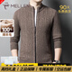 名郎（MELLEN）正品牌奢侈男士高端羊毛衫外套秋冬季中年爸爸保暖休閑上衣 高檔灰咖色【現貨速達】 XL 【建議130-145斤】