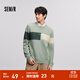 Semir森馬套頭毛衫男冬季潮流拼色日常假兩件針織衫 綠咖色調00445 170/88A/M