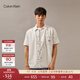 Calvin KleinJeans春夏男士潮流復古ck經(jīng)典布標貼袋純棉短袖牛仔襯衫J325774 1AA-牛仔白 M