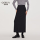歌莉婭黑色羊毛半身裙女秋冬2025新款氣質(zhì)高腰毛織長(cháng)裙1ESL2G510 48B深灰 S