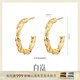 白嵐麻花耳環(huán)女S925銀耳釘時(shí)尚素圈耳飾簡(jiǎn)約優(yōu)雅氣質(zhì)生日禮物小禮品 金色大號