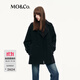 MO&Co.毛呢大衣2025秋新品綿羊毛雙面呢復古領(lǐng)袢金扣斗篷外套MBE3OVC004 黑色 XS /155