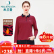 米蘭登（MILANDON）冬季新款中老年女裝媽媽裝翻領(lǐng)條紋加絨保暖長(cháng)袖針織t恤1L3T1119 紅蘭條 3XL