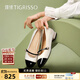 蹀愫（TIGRISSO）心動(dòng)禮物復古紅色通勤銀色文藝瑪麗珍鞋平底女單鞋TA54132-52 米白色/黑色牛漆皮革 TA64132-52 38 240mm