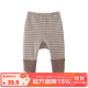 papa爬爬冬兒童男女寶寶拉絨拼接打底褲兒童條紋褲子保暖長(cháng)褲 咖啡 80