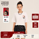 Teenie Weenie小熊短袖T恤女2025年春夏新款刺繡學(xué)院風(fēng)短袖打底衫上衣 象牙白 S 160