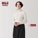 MUJI女式 使用大豆纖維羅紋編織高領(lǐng)長(cháng)袖T恤打底衫女款上衣BB2Q5A4A 象牙色 M （160/84A）
