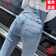 俞兆林（YUZHAOLIN）小腳牛仔褲女2025春秋冬新款時(shí)尚女裝緊身潮流百搭顯瘦彈力鉛筆褲 淺藍色 S