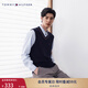 TOMMY HILFIGER秋冬男女純棉商務(wù)休閑通勤學(xué)院風(fēng)鑲邊V領(lǐng)內搭打底衫針織背心 藏青色FAP M （推薦：135-150斤）