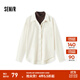 森馬（Semir）長(cháng)袖襯衫女冬季中長(cháng)款假兩件寬松磨毛襯衣通勤溫柔系氣質(zhì)上衣 奶白10501 M