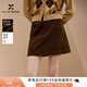 香影美拉德咖色燈芯絨半身裙女2025冬季新款復古高腰a字包臀短裙 咖色 L 165/88A/110-125斤