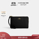 蔻馳（COACH）奧萊女士角拉鏈腕包手拿包迷你質(zhì)感黑色 IM/黑色