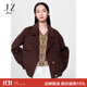 玖姿（JUZUI）商場(chǎng)同款女裝毛呢外套純羊毛雙面呢短款大衣女冬季 咖啡色 S