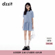 DZZITdzzit地素連衣裙25夏新款藍色格子小翻領(lǐng)航海穿搭裙子女 深藍色（連衣裙) S