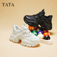 他她（TATA）泡泡奶油白色老爹鞋增高休閑鞋厚底百搭運動(dòng)鞋 AM5黑色（單） 36