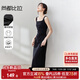 尚都比拉法式高級(jí)感連衣裙女秋季赫本風(fēng)長(zhǎng)款氣質(zhì)A字裙抽褶收腰顯瘦背帶裙