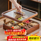 森物社 新中式九宮格果盤(pán)零食盤(pán)干果盤(pán)分格糖果盤(pán)木制水果盤(pán)客廳收納盒 九宮格水果盤(pán)（含玻璃碗）