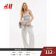 H&M女裝褲子夏季瑜伽褲健身寬松直筒闊腿運動(dòng)長(cháng)褲慢跑褲1199249 混淺灰色 S 160/72