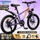 永久青少年兒童自行車(chē)男女孩碟剎山地車(chē)變速減震學(xué)生腳踏車(chē)越野單車(chē) 紫粉 7速 輻條輪 95%免裝+LED燈 20寸【建議身高130-145cm】