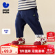 迷你巴拉巴拉【不易變形】男女童褲子兒童彈力長(cháng)褲針織錐形長(cháng)褲2025秋新款 牛仔深藍88301 90