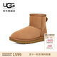 UGG秋季女士平底圓頭純色經(jīng)典迷你短靴雪地靴1016222CHE|栗色39