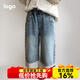 寬葉竹女童牛仔褲春秋季新款兒童韓版直筒闊腿褲寶寶秋裝寬松百搭長(cháng)褲子 【蝴蝶結花邊】牛仔褲 120 cm 【建議身高105-115cm