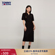 TOMMY JEANS【透氣舒適】春夏女裝珠地棉氣質(zhì)收腰顯瘦V領(lǐng)寬松長(cháng)裙連衣裙 黑色BDS XS （推薦：80-95斤）