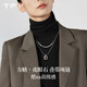 TFY虎眼石疊戴項鏈女款2025新款爆款毛衣鏈大氣高檔高級感秋冬設計感 方糖虎眼石毛衣鏈