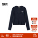 森馬（Semir）毛衣女冬季短款半開(kāi)襟刺繡修身套頭衫女生休閑簡(jiǎn)約風(fēng)顯瘦上衣 深藍80804 XL