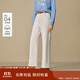 茵曼純棉加絨休閑直筒牛仔褲2025冬季女裝新款高腰長(cháng)褲 米白色 27