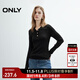 ONLY2025秋季新款高智感polo領(lǐng)長(cháng)袖微落肩針織衫女|125324011 H1Z黑色 L