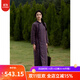 知筆墨復古棉麻立領(lǐng)拼色長(cháng)款斜門(mén)襟盤(pán)扣夾棉袍子 冬季改良旗袍棉服 棕紫色 均 碼