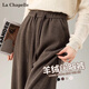 拉夏貝爾女士人字紋羊毛闊腿褲2025秋冬新款休閑褲 咖啡色【常規款】 L