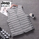 JEEP SPIRIT秋冬超輕薄羽絨馬甲男V領(lǐng)大碼情侶款內膽保暖無(wú)領(lǐng)薄款內穿背心男 灰色 XL