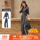 駱駝（CAMEL）立領(lǐng)健身女裝撞色修身兩件套運動(dòng)服 Y24CAWL6620 墨灰 L