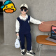 G.duck男童套裝春秋款2025新款兒童秋季韓版帥氣笑臉學(xué)院風(fēng)兩件套酷帥潮 藏青色 90 cm