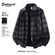 MAYBEYOND長(cháng)袖格子襯衫男士秋冬厚款上衣外套男復古休閑保暖襯衣MC04灰色L