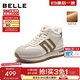 百麗（Belle）復古跑道高幫鞋女2025冬新商場(chǎng)同款厚底加絨休閑鞋E6Q1DDD5預售 米色-厚絨 36
