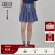 Teenie Weenie小熊女裝半身裙25夏季新款細褶花朵小清新蓬蓬短裙子 藏青色 S