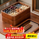 木雅軒實(shí)木果盤(pán)零食盤(pán)高級感水果盤(pán)客廳堅果糖果盤(pán)干果盤(pán)分格干果收納盒 6格雙層果盤(pán)+12玻璃碗