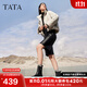 他她（TATA）海鹽黑咖切爾西女靴休閑厚底加絨煙筒靴秋冬新款 黑（鞋底藍絨里-靴筒15.5cm） 36