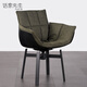 話(huà)家先生設計師意式極簡(jiǎn)輕奢可旋轉皮質(zhì)餐椅簡(jiǎn)約靠背餐桌椅子書(shū)桌椅稻殼椅 黑殼+黑腳+墨綠色棉麻(360度可旋轉)